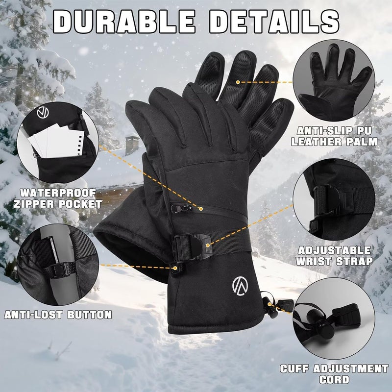 INPAKO Snow Gloves, Waterproof Warm Ski Gloves Thermal for Winter, Fit Both Men & Women, Gift for Parent Child - Image 5